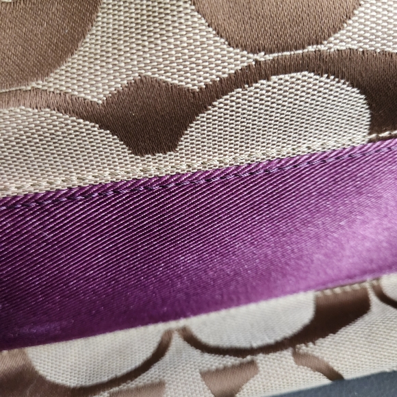 Authentic Coach Signature C Canvas with Purple Leather Trim - Picture 8 of 15
